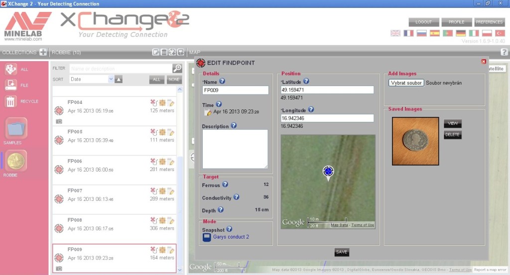 CTX xchange findpoint detail 1024x553 Minelab CTX 3030 – Mapa, navigace a GPS