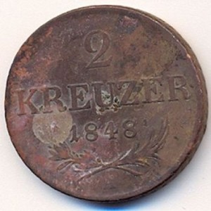 13426 2 kreuzer 1848 nevhodny 300x300 Rozlišování kvality mincí